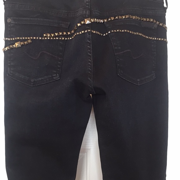 New, 7 for All Mankind, Black Jeans 2 studded 30 - Picture 7 of 15